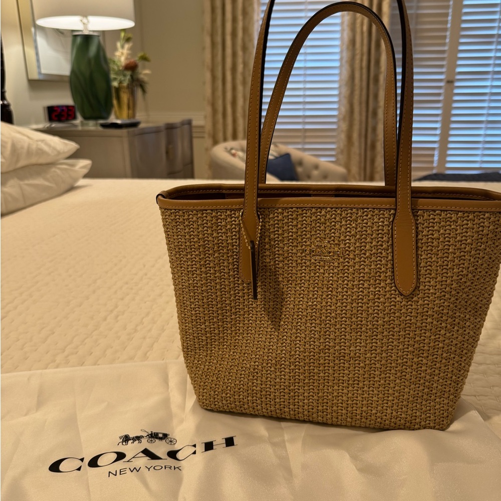 Coach Tan Tote Bag with Leather Trim